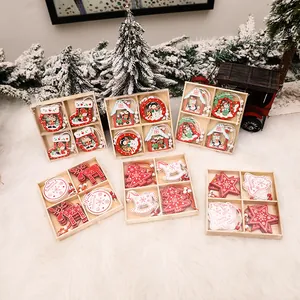 Handmade Wooden Christmas Tree Hanging Ornaments For Festive Party Home Decor Colorful Xmas DIY Pendant Decorations