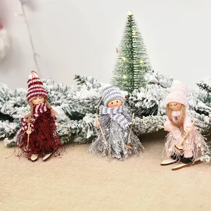Three-piece set of tassel skiing dolls for Christmas tree hanging and desktop decoration