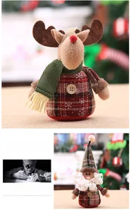 Detailed close-up of handmade Christmas plush ornaments with reindeer and gnome patterns
