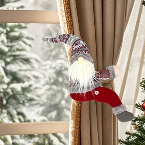 Christmas Gnome curtain buckle with red knitted hat and white beard for home decor