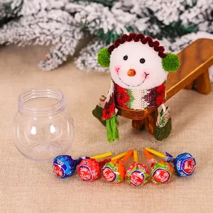 Christmas snowman candy jar with transparent container and festive red scarf decoration