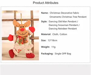 Detail of reindeer plush Christmas ornament with dimensions 13x18cm and red scarf detail
