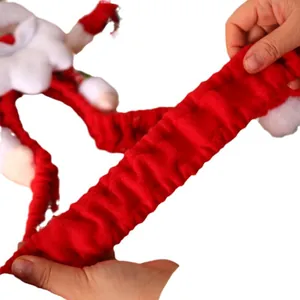 Elastic Christmas monitor cover with plush Santa Claus doll for festive holiday decor