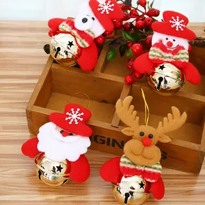 Christmas tree bells with plush Santa, bear, snowman and reindeer festive ornaments