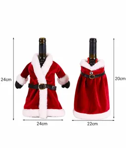 Funda para botella de vino de Navidad con abrigo y vestido de Papá Noel, 24x24cm