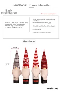 Detailed dimensions of 39x12cm for various knitted Christmas gnome wine bottle covers