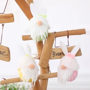 Easter Gnome Hanging Ornament Plush Bunny Ears Faceless Dwarf Elf Eggshell Decoration For Holiday Home Party Gift
