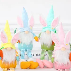 Set di quattro gnomi pasquali con orecchie da coniglio e gambe lunghe per decorazioni