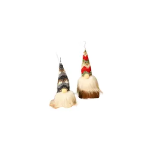 Lighted Christmas gnomes plush with knitted hats and faux fur beards for holiday decor