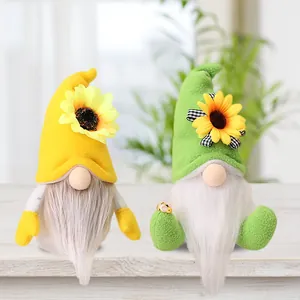 Set di gnomi di peluche con girasoli per decorazione domestica festiva autunnale