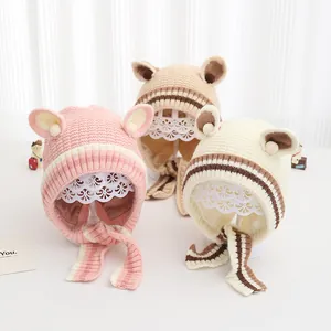 Simpatico Berretto in Maglia per Bambini con Orecchie da Orso Protezione per le Orecchie Invernale per Ragazzi e Ragazze