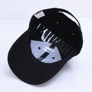 Classic black 100% cotton baseball cap with adjustable metal buckle and six-panel design