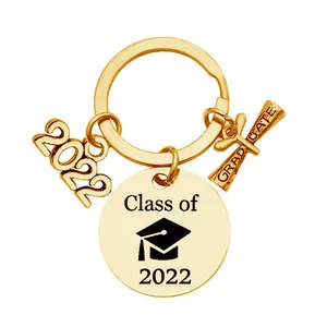 Porte-clés de remise de diplôme 2022 doré avec pendentifs de parchemin et toque