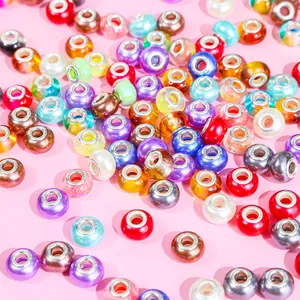 Gekleurde Murano-stijl glaskralen met groot gat voor DIY armbanden en kettingen