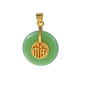 Gold-plated jade chalcedony Maitreya Buddha pendant with intricate sparkling diamond accents