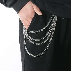 Hip Hop Punk Multi Layer Pants Chain Alloy Metal Waist Belt Chain For Jeans Streetwear Fashion Unisex Jewelry Gift
