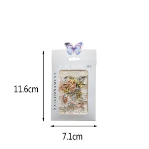 Japanese style nail art decoration set with resin bows and metallic butterflies in a box