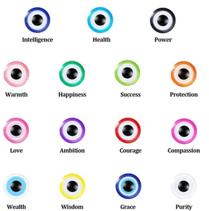 Close-up of colorful resin evil eye beads in 15 vibrant colors for DIY jewelry making