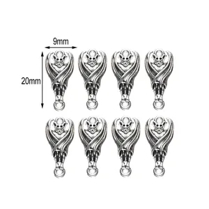 Set of 8 vintage silver bat-shaped alloy pendants for jewelry DIY making, 20x9mm size