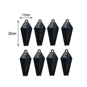 Lot de huit breloques cercueil en émail noir pour bijoux DIY 11mm par 25mm