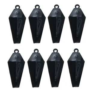 Lot de 8 pendentifs cercueil en émail noir style gothique d'Halloween avec anneaux