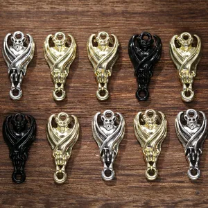 Set of 10 bat-shaped alloy metal charms in gold, silver, and black for DIY jewelry making