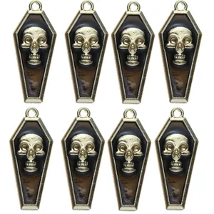 Lot de 8 breloques cercueil gothique avec crâne pour création de bijoux d'Halloween