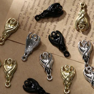 Gothic style bat alloy charms in gold silver and black matte finish for DIY jewelry