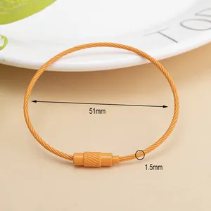 Orange 51mm wire keychain ring with 1.5mm thickness and secure screw lock mechanism