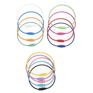 Set of 15 colorful PVC coated stainless steel wire keychains with twist lock barrel connectors