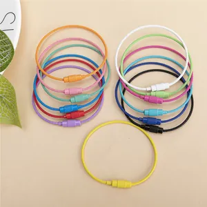 Colorful PVC coated stainless steel wire keychains with secure screw lock connectors