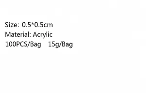 Maattabel en materiaalgegevens voor 100 stuks 0,5x0,5cm acryl parels voor DIY