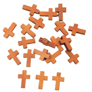 Lot de petits pendentifs croix en bois brun rouge pour la création de bijoux DIY