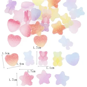 Colorful matte resin charms in star, heart, and bear shapes for DIY crafts and accessories