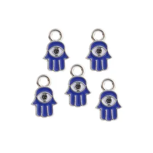 Set van 5 blauwe Hamsa hand bedeltjes met boze oog voor DIY sieraden maken en knutselen