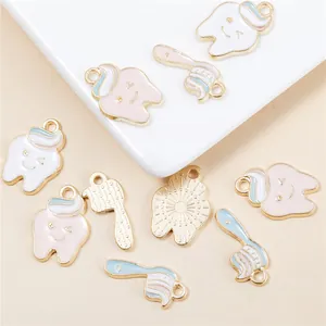 Creative cartoon tooth and toothbrush enamel pins with cute expressions for DIY jewelry