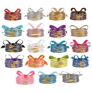 Brazaletes de Silicona Con Purpurina para Mujer Pulseras de Tubo de Resina Flexibles Transparentes Con Conectores de Metal Dorado
