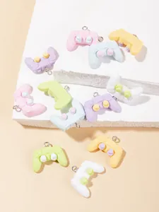 Resin game controller charms in pastel macaron colors for DIY jewelry making