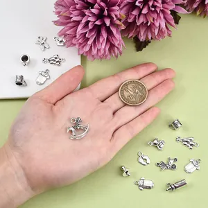 20pcs silver baby theme alloy charms set with rocking horse and bottle for DIY jewelry
