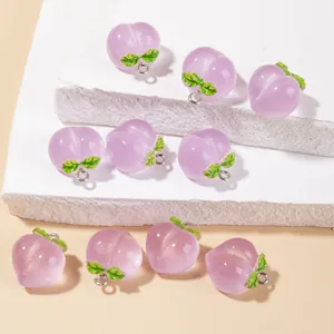 Lot de 10 breloques de pêche en résine violette avec feuilles pour création de bijoux