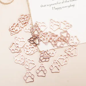 Pendentifs en alliage or rose en forme de pattes creuses pour la création de bijoux DIY