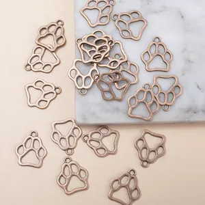 Pendentifs pattes de chat creuses en alliage argent antique pour bijoux DIY