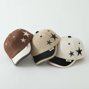 Kinder-Baseballmützen für 2-5 Jahre mit Sternen-Patches in Braun, Beige und Khaki-Farben