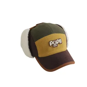 Kids thermal aviator hat with PUPLL embroidery and warm faux shearling earflaps