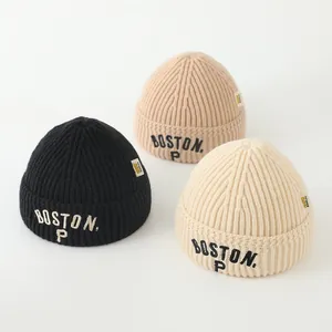 Winter knit BOSTON P beanies for kids in black, khaki, and beige colors