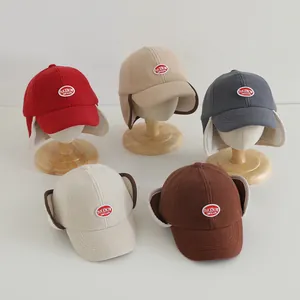 Kids Winter Warm Polar Fleece Ear Protection Baseball Cap Toddler Windproof Trapper Hat With Ear Flaps For Boys Girls
