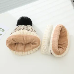 Ensemble bonnet et écharpe d'hiver pour enfants avec doublure polaire et pompon
