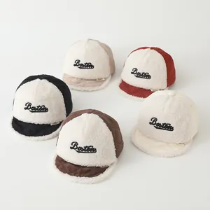 Detailed grid of lamb wool baseball caps with Boston embroidery in five colors