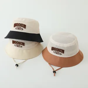 Breathable mesh fisherman sun hat for toddlers with Brooklyn New York embroidery