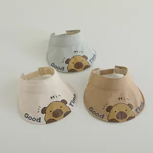 Kids quick-dry capybara sun visors in beige, grey, and khaki with wide brims